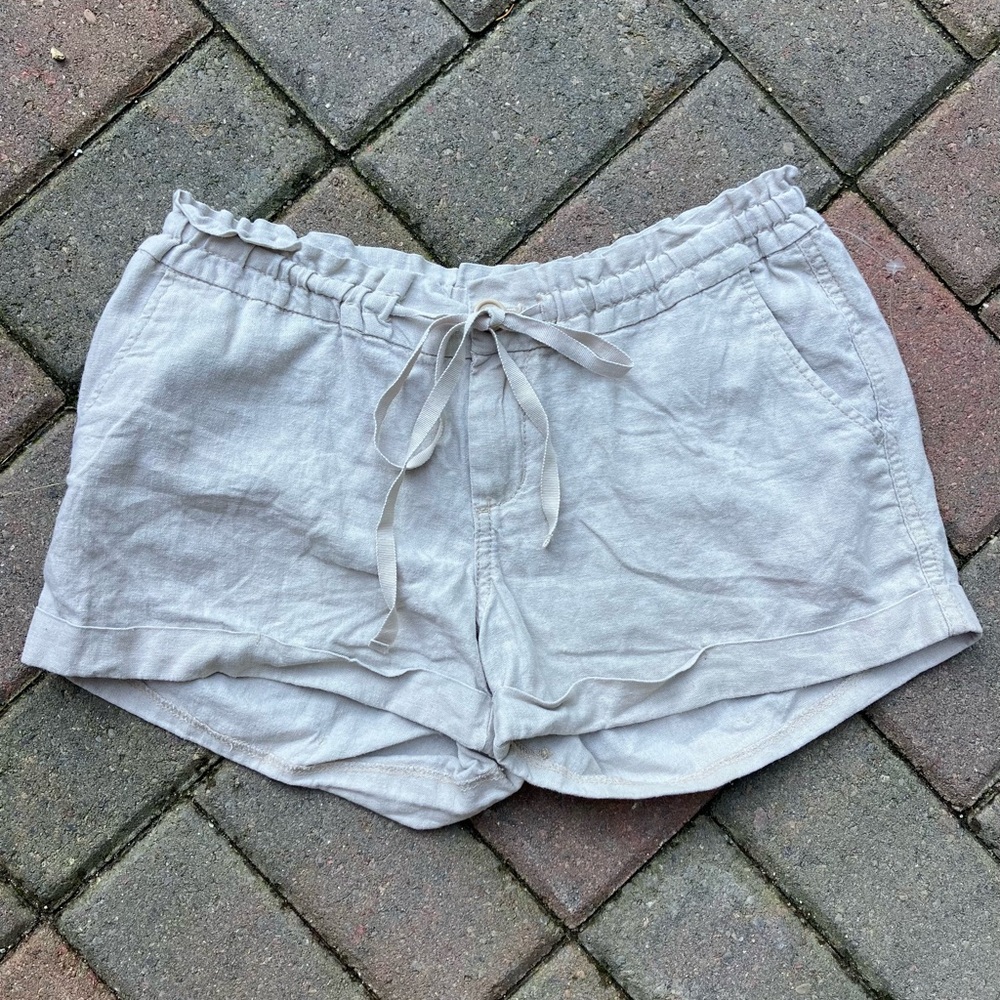 Cream Linen Shorts Minimalist Comfy Bottoms